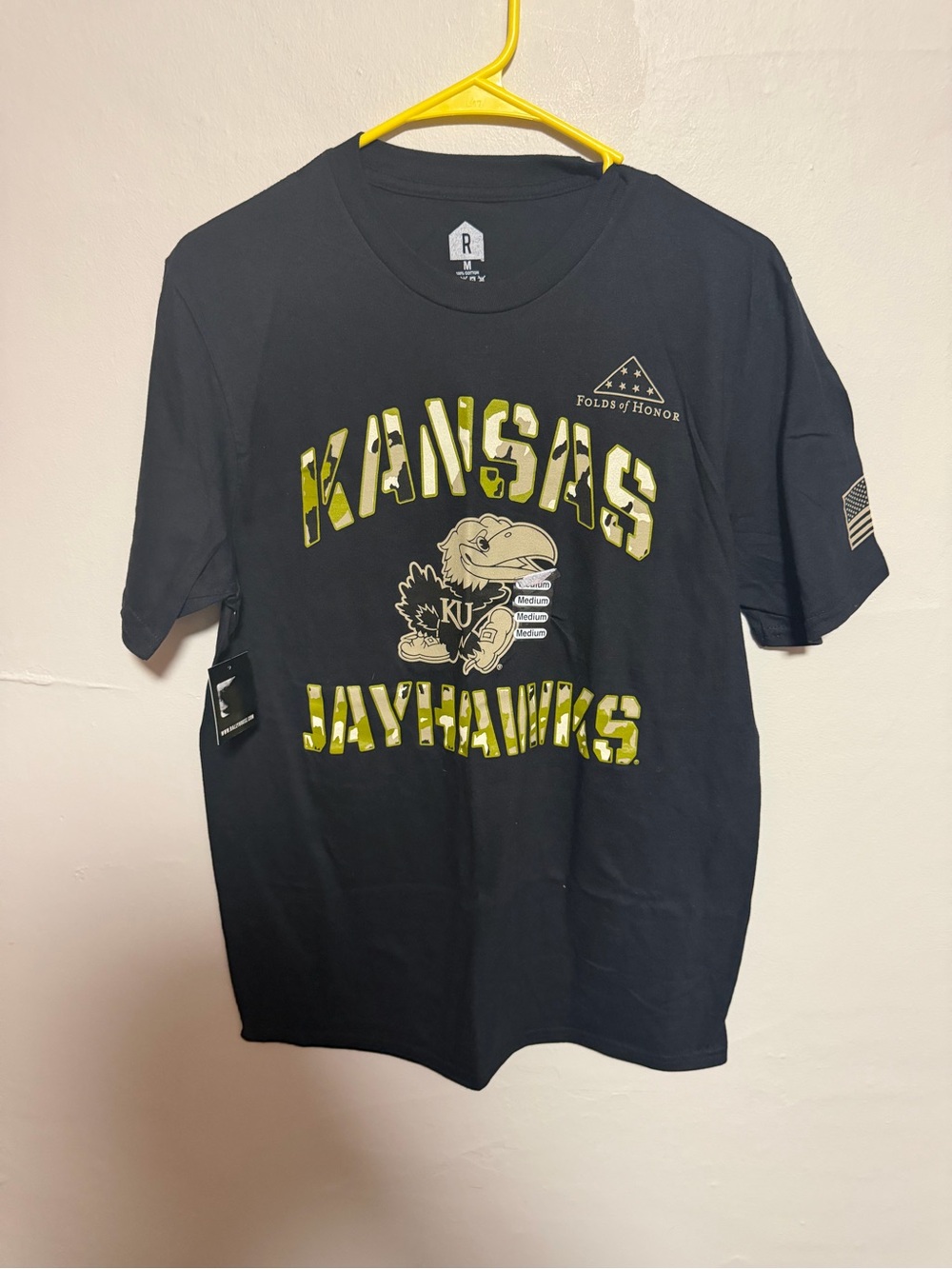 Folds of Honor Kansas Jayhawks Black Short Sleeve Tee